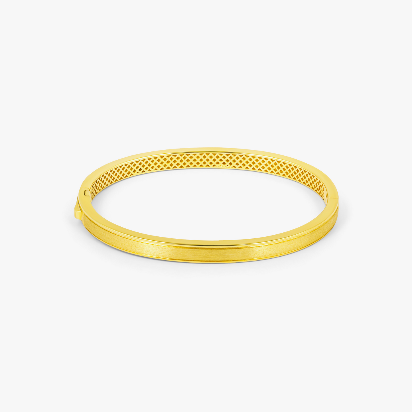 Buckingham Rope Hinge Cuff Bangle in Yellow Gold Plated Silver