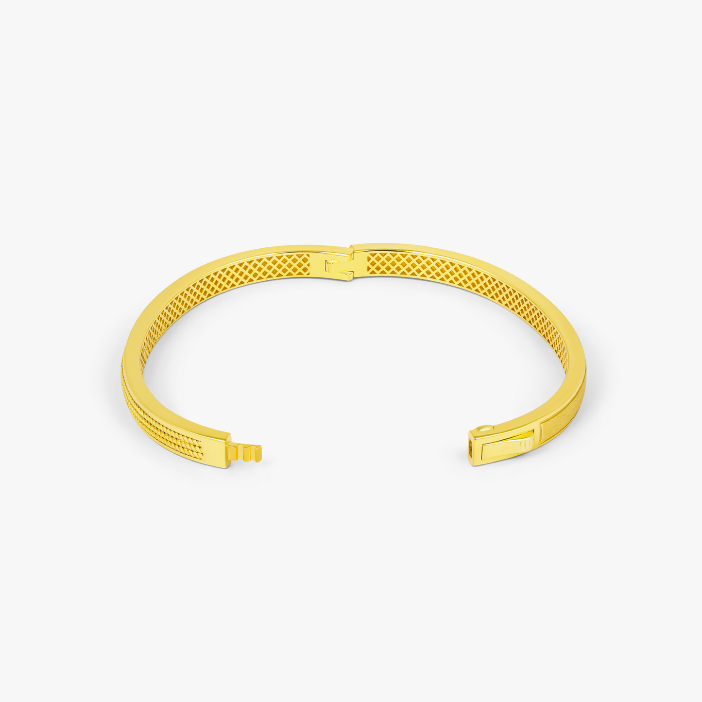 Buckingham Rope Hinge Cuff Bangle in Yellow Gold Plated Silver