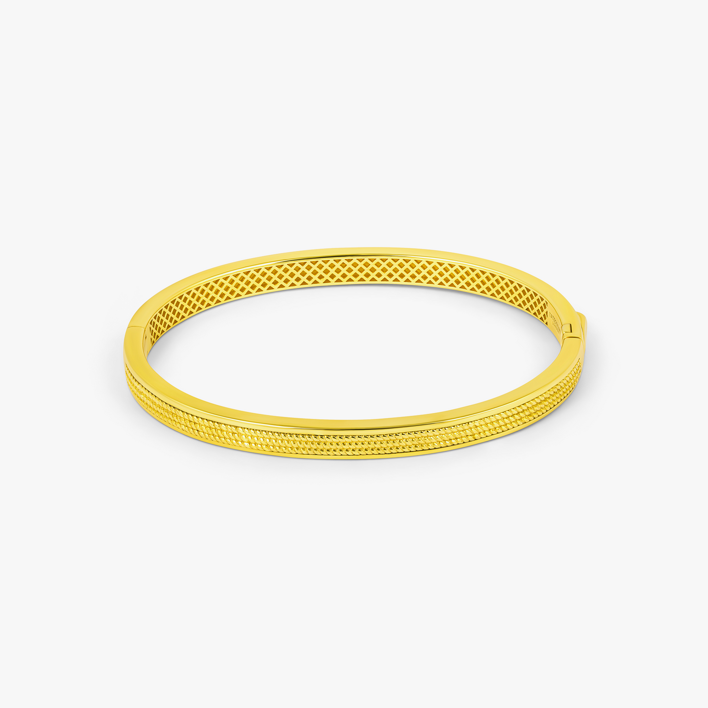 Buckingham Rope Hinge Cuff Bangle in Yellow Gold Plated Silver