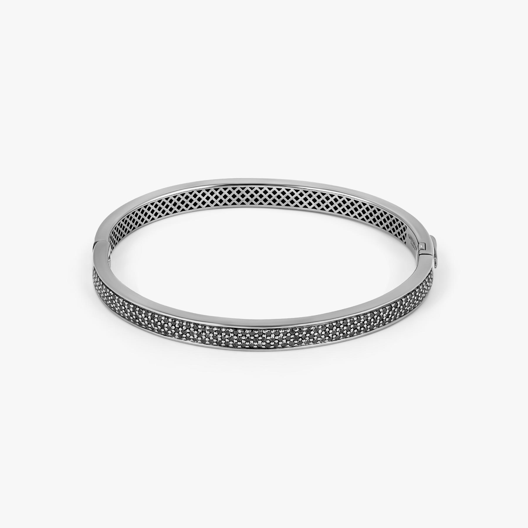 Buckingham Hinge Cuff Bangle in Rhodium Plated | Tateossian