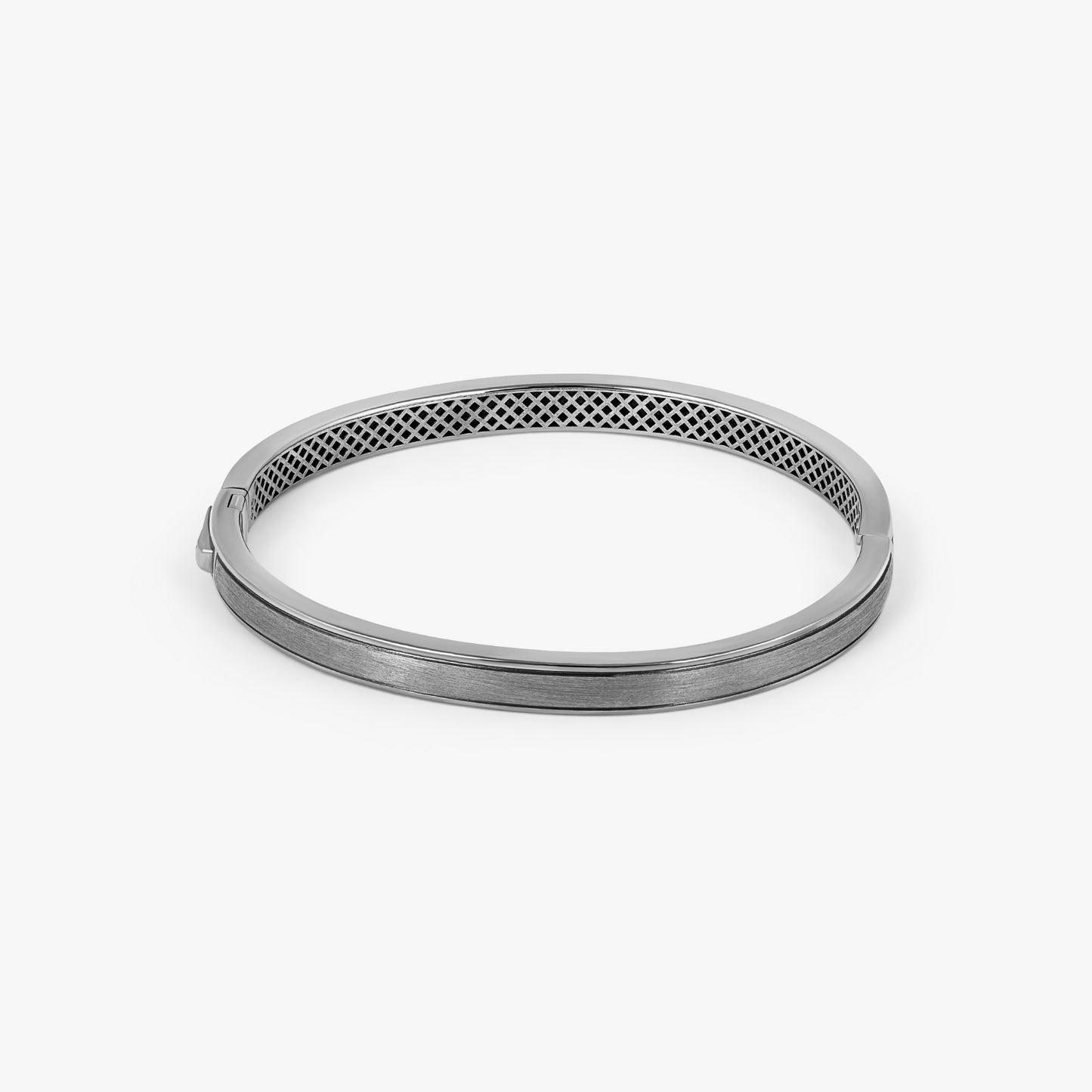 Buckingham Rope Hinge Cuff Bangle in Black Rhodium Plated Silver