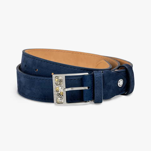 Gear T-Buckle belt in navy leather (UK) 1