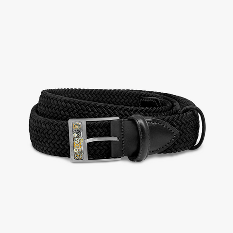 Gear T-Buckle belt in black rayon and leather