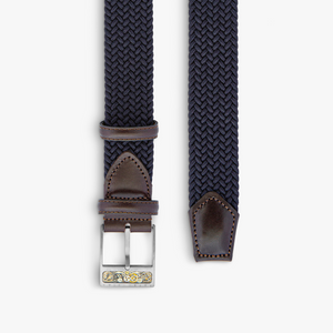 Gear T-Buckle belt in navy rayon and leather