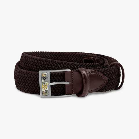 Gear T-Buckle belt in brown rayon and leather (UK) 1