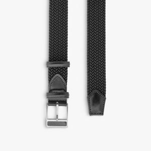 T-Buckle belt in black rayon and leather (UK) 2