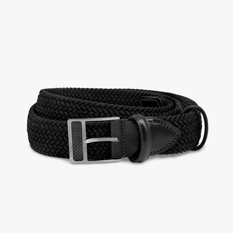 T-Buckle belt in black rayon and leather (UK) 1