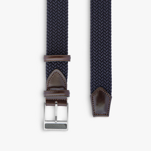 T-Buckle belt in navy rayon and leather (UK) 2