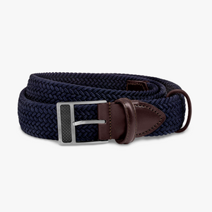T-Buckle belt in navy rayon and leather (UK) 1