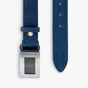 Large Buckle belt in navy leather (UK) 2
