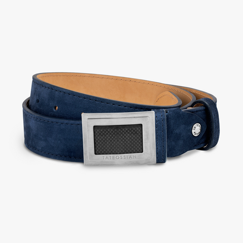 Large Buckle belt in navy leather (UK) 1