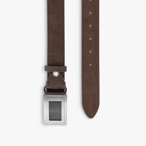 Large Buckle belt in brown leather (UK) 2