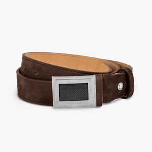 Large Buckle belt in brown leather (UK) 1