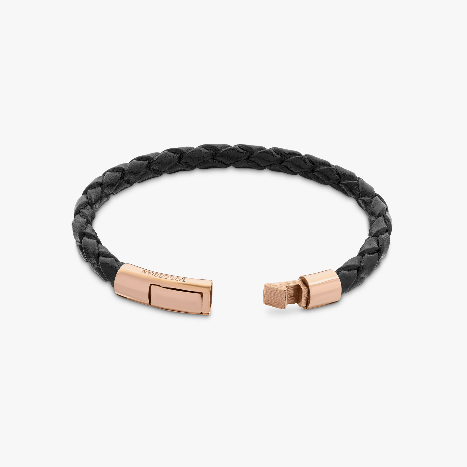 Tubo Scoubidou bracelet in black leather with 18k rose gold (UK) 4
