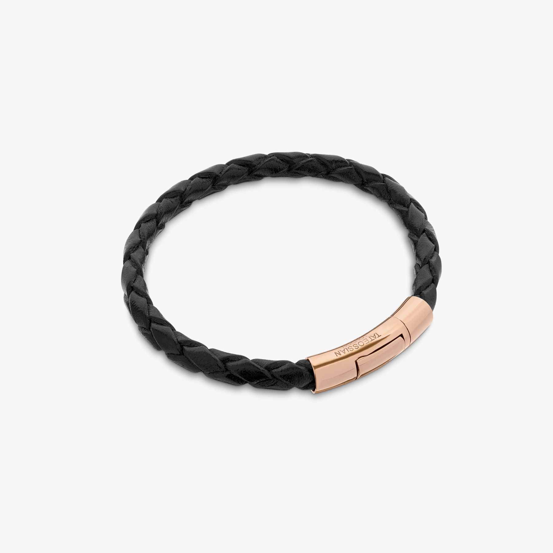 Tubo Scoubidou bracelet in black leather with 18k rose gold (UK) 2