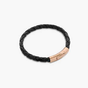 Tubo Scoubidou bracelet in black leather with 18k rose gold (UK) 2