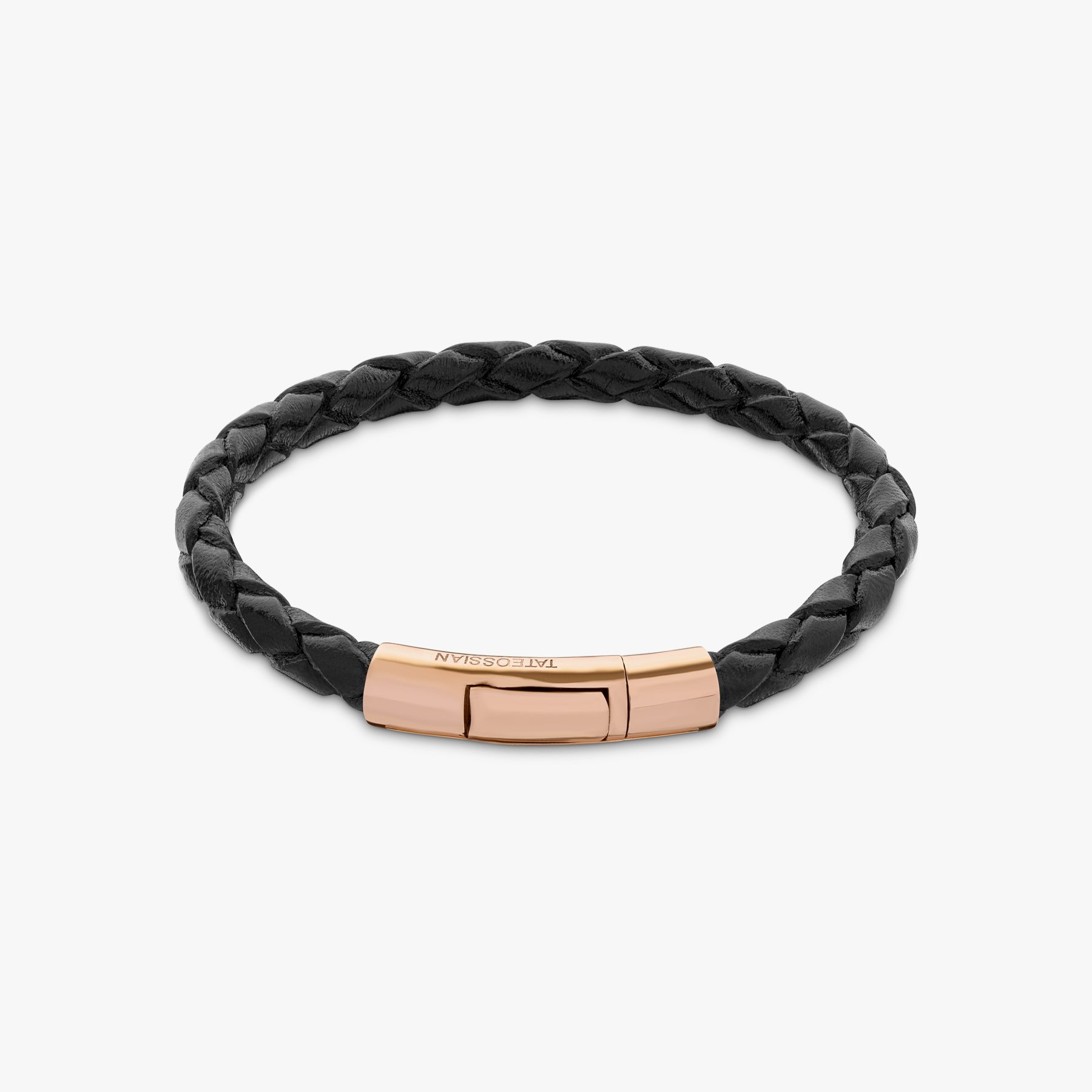 Tubo Scoubidou bracelet in black leather with 18k rose gold (UK) 1