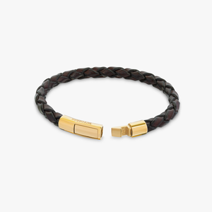 Tubo Scoubidou bracelet in brown leather with 18k yellow gold (UK) 4