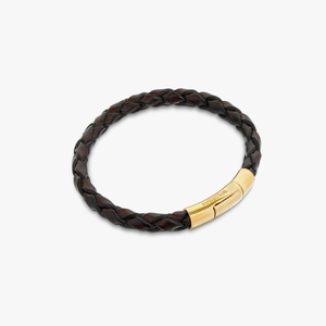 Tubo Scoubidou bracelet in brown leather with 18k yellow gold (UK) 2