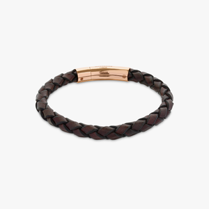 Tubo Scoubidou bracelet in brown leather with 18k rose gold (UK) 3
