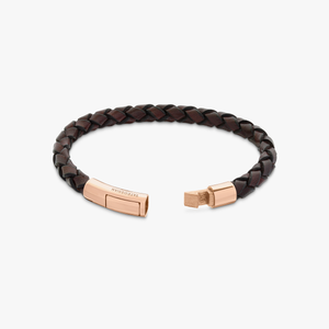 Tubo Scoubidou bracelet in brown leather with 18k rose gold (UK) 4