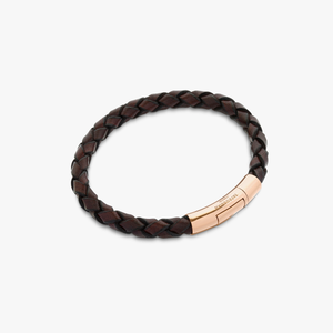 Tubo Scoubidou bracelet in brown leather with 18k rose gold (UK) 2