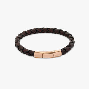 Tubo Scoubidou bracelet in brown leather with 18k rose gold (UK) 1