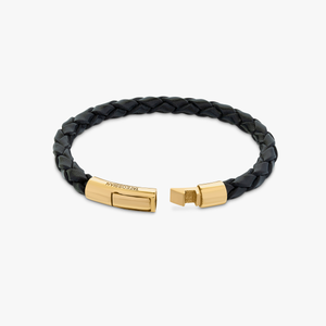 Tubo scoubidou bracelet in black leather with 18k yellow gold (UK) 4