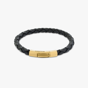 Tubo scoubidou bracelet in black leather with 18k yellow gold (UK) 1