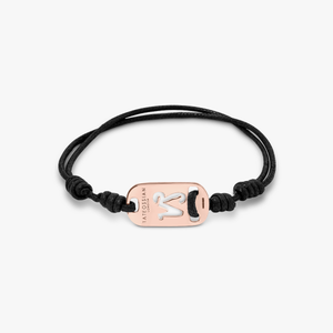 18K rose gold Capricorn bracelet with black cord