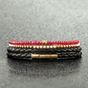 Tubo Scoubidou double wrap bracelet in black leather with 18k yellow gold (UK) 5