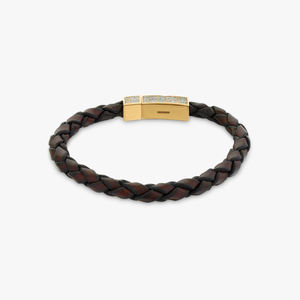 Click Scoubidou Micro Pave bracelet in brown leather with 18k yellow gold and diamond (UK) 3