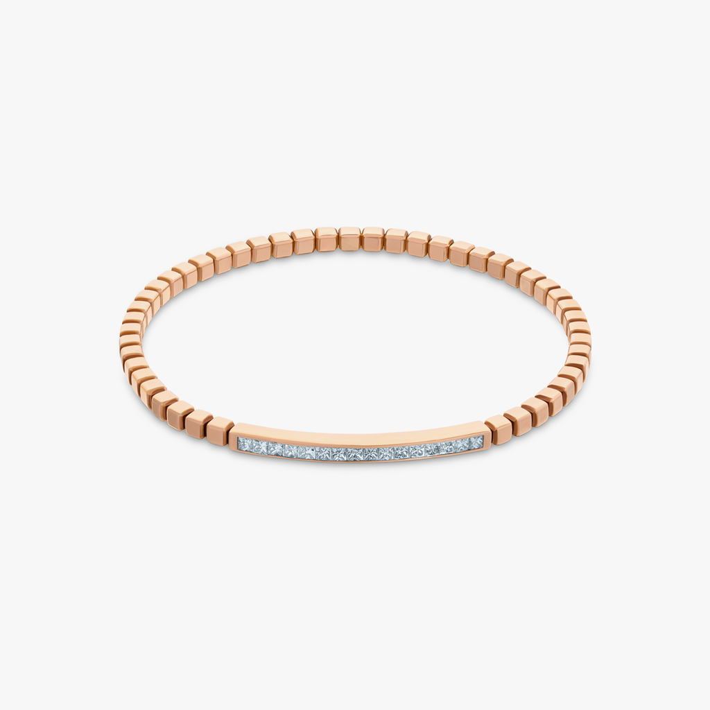 Quadro Id Bracelet With White Diamonds And 18K Rose Gold