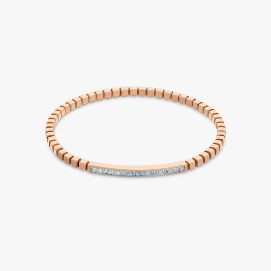 Quadro Id Bracelet With White Diamonds And 18K Rose Gold