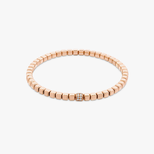 Quadro Cube bracelet with white diamonds and 18k rose gold