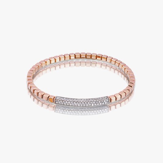 Quadro Multi ID bracelet with white diamonds and 18k rose gold (UK) 1