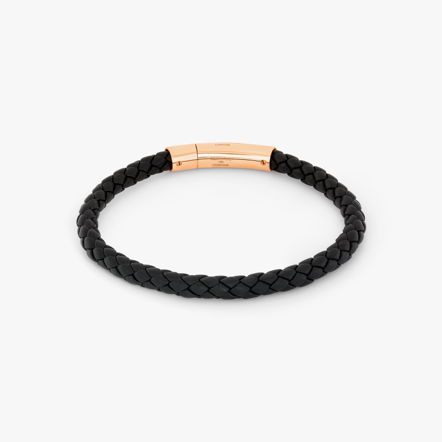 Tubo Taito bracelet in black leather with 18k rose gold (UK) 2