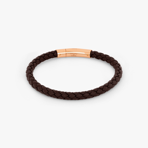 Tubo Taito bracelet in brown leather with 18k rose gold (UK) 2