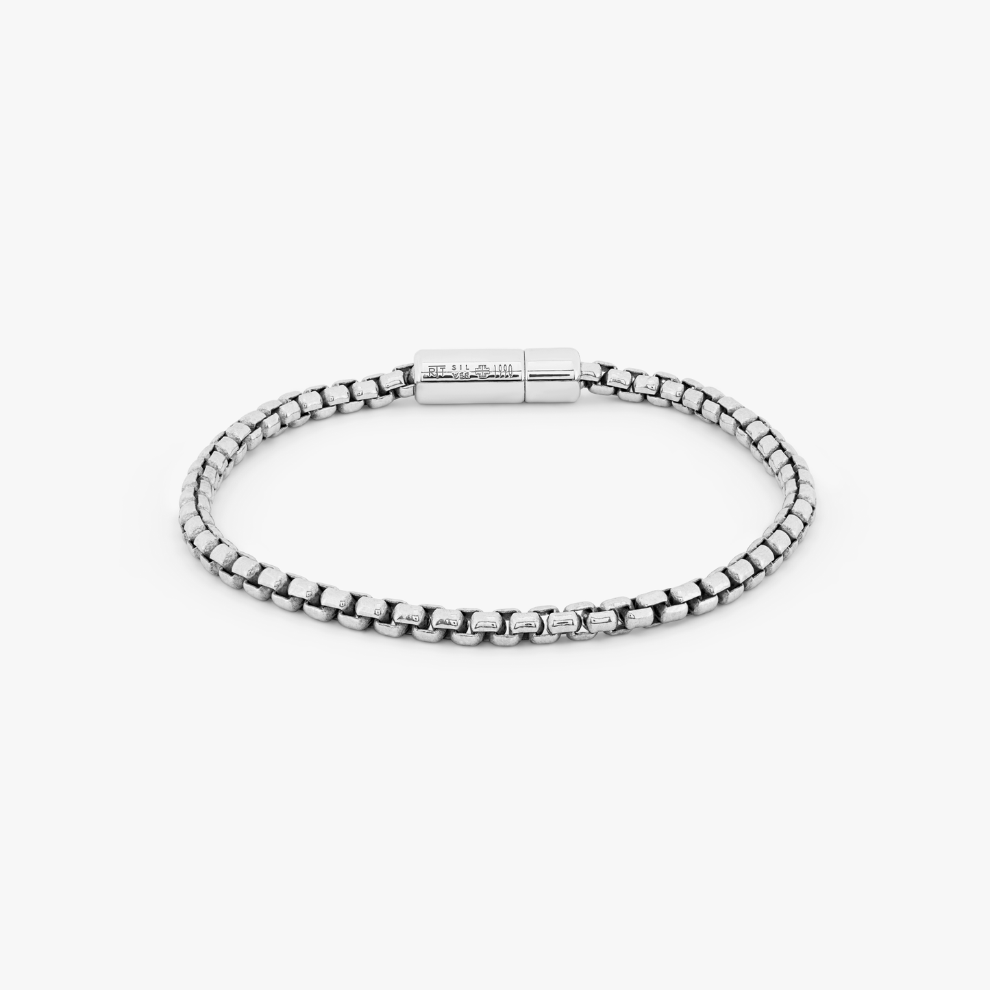 Pop Sleek Box Chain Bracelet In Rhodium Plated Silver