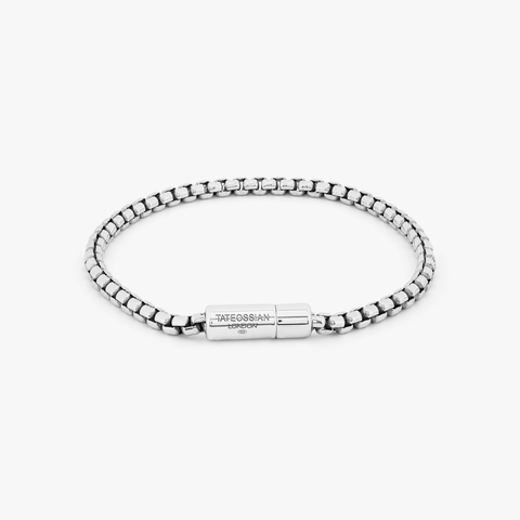 Pop Sleek Box Chain Bracelet In Rhodium Plated Silver