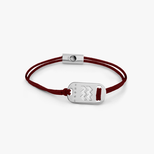 Silver Aquarius bracelet with brown cord
