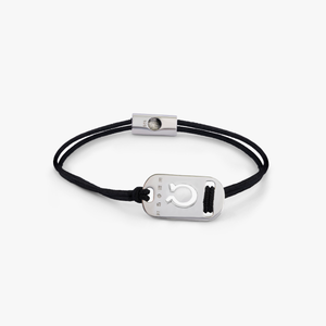 Silver Taurus bracelet with black cord