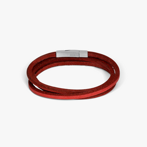 Fettuccine bracelet in Italian red leather with sterling silver (UK) 2