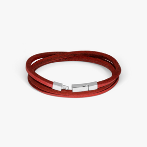 Fettuccine bracelet in Italian red leather with sterling silver (UK) 3