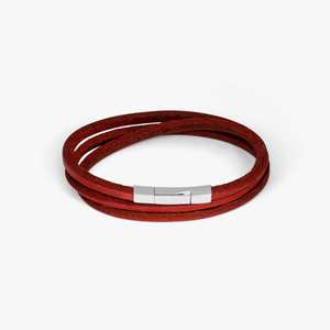 Fettuccine bracelet in Italian red leather with sterling silver (UK) 1