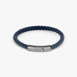 Charles bracelet in Italian navy leather with sterling silver (UK) 1