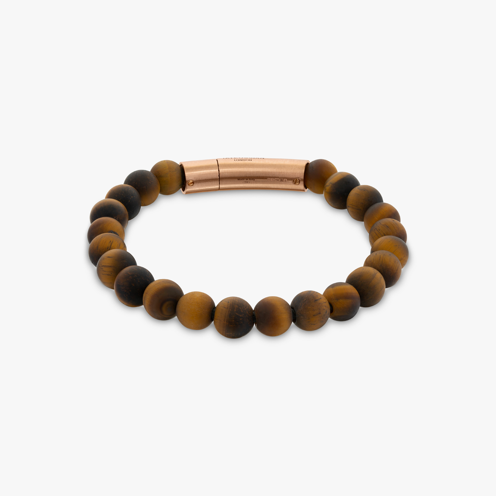 Tubo semi-precious bracelet in tiger eye and 18k rose gold (UK) 3