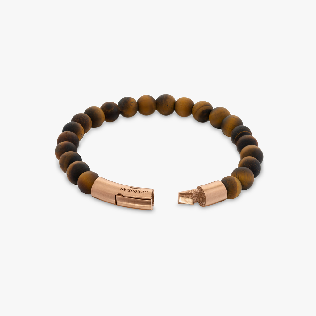 Tubo semi-precious bracelet in tiger eye and 18k rose gold (UK) 4