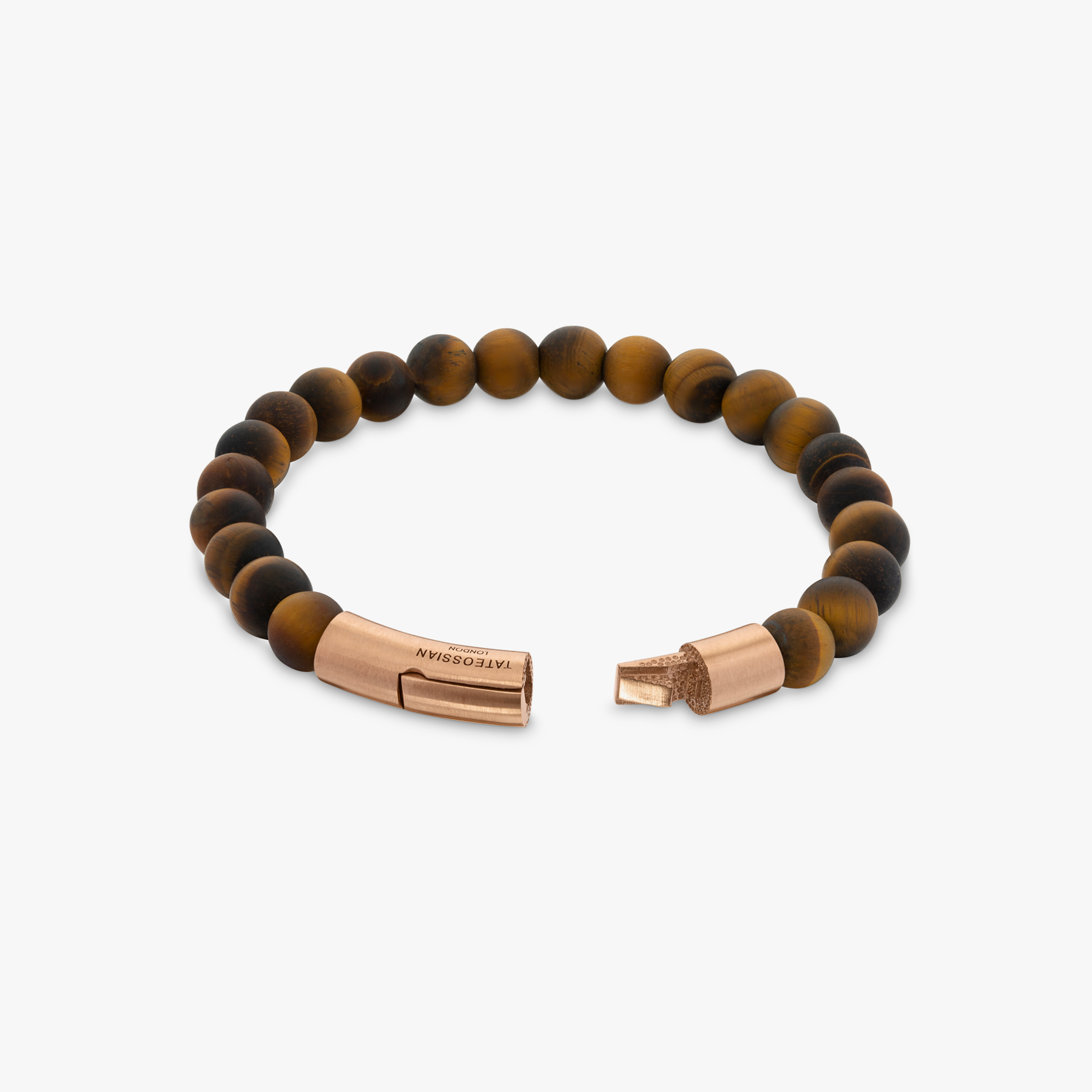 Tubo semi-precious bracelet in tiger eye and 18k rose gold (UK) 4