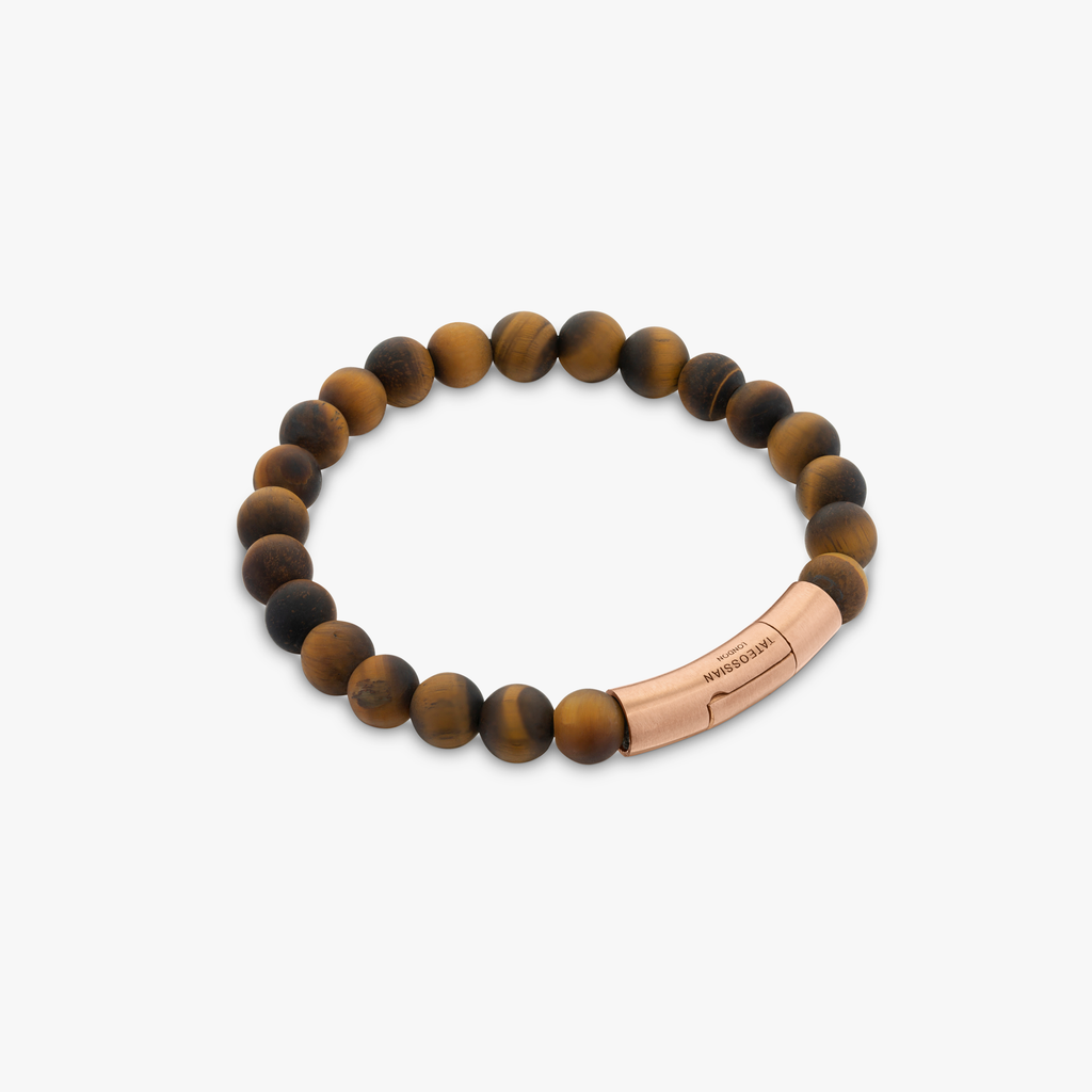 Tubo semi-precious bracelet in tiger eye and 18k rose gold (UK) 2